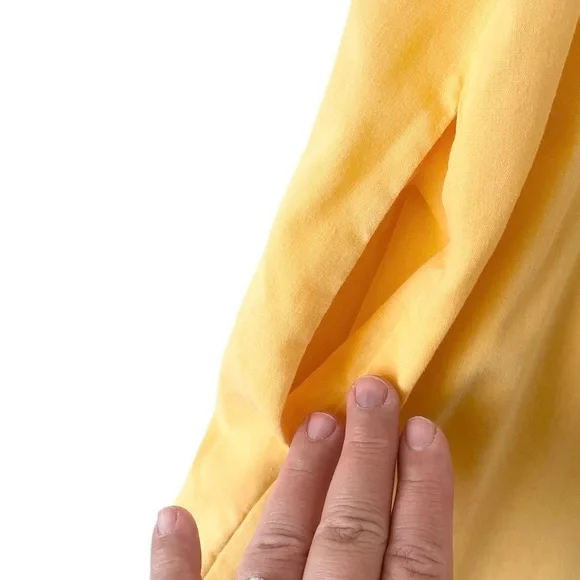 Vintage 1970s Lord & Taylor Yellow Floral Appliqué Housecoat Duster Dress Granny - Picture 7 of 8